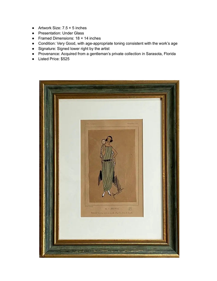 Sylvia, Original 1921 Fashion Illustration